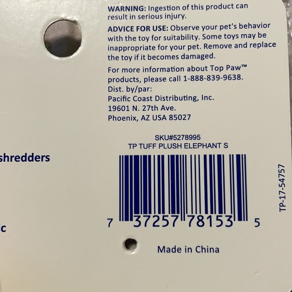 Top Paw Dog Nwt Top Paw Tuff Ballistic Emma Elephant Squeaker